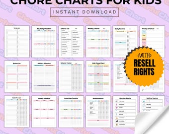 Plantilla PLR de cuadro de tareas de lista de verificación para niños Plantilla MRR, rutina diaria y cuadro de rutina para la hora de dormir, horario visual para niños pequeños y niños