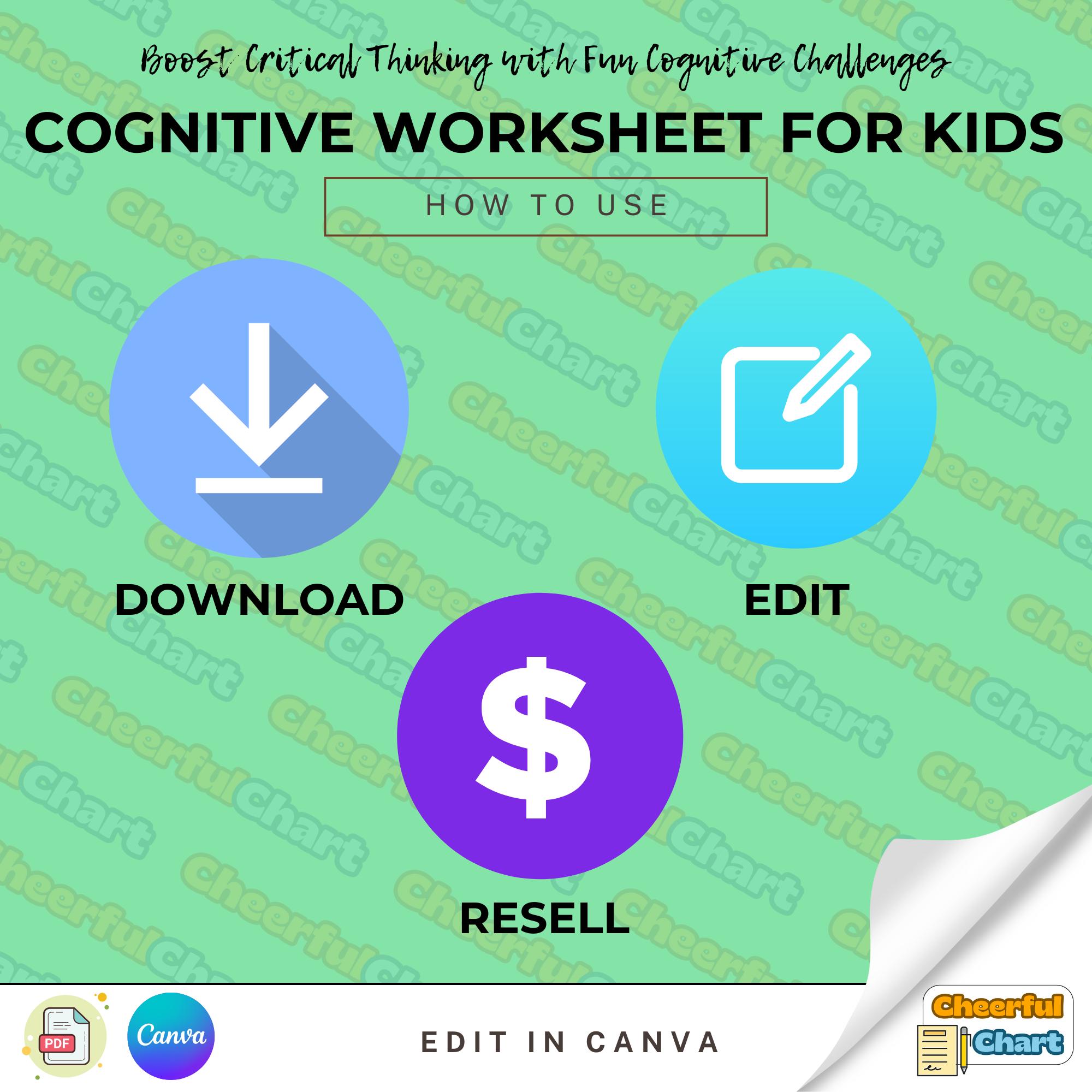 Cognitive Worksheet for Kids - Etsy