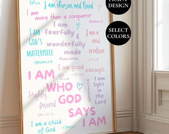 AANGEPASTE positieve affirmaties poster tween meisje, afdrukbare angstverlichting poster, geestelijke gezondheid poster, spirituele poster, digitale download