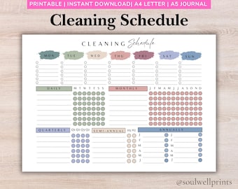 Planificador de limpieza para TDAH, lista de limpieza editable, horario minimalista, tabla de tareas del hogar, descarga digital en PDF