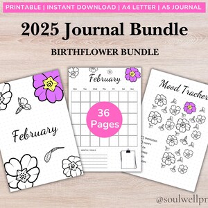 12 Month Title Pages, Birthflower, printable Journal Page, Printable Title Page, Printable Cover Page, Printable Planner - Cute Title Page