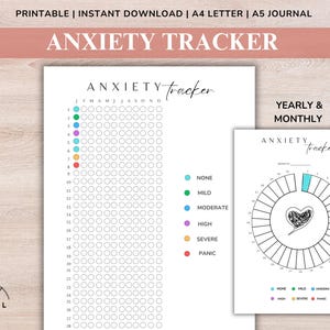 Anxiety Tracker Journal, A Year in Dots, Monthly Tracker, A5 Journal Page Printable, Anxiety Tracker Digital, Anxiety Tracker Printable