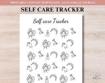 That Girl Daily Self Care Tracker, A5 Journal Page Printable, Self Care Habit Tracker, Printable Journal Page, Self Care Planner Tracker