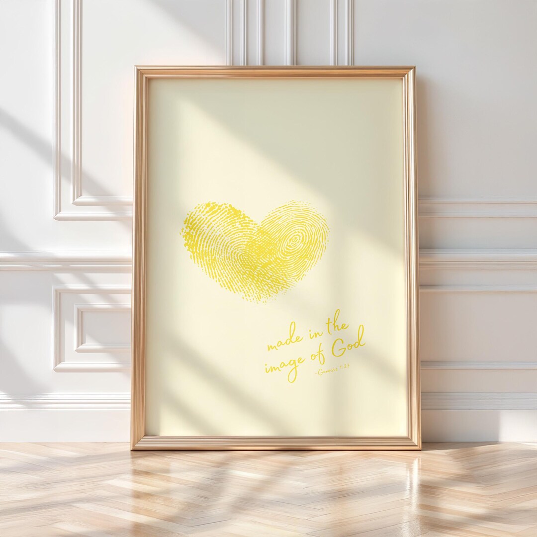 Yellow Bible Verse Wall Art Printable, Made in the Image of God ...