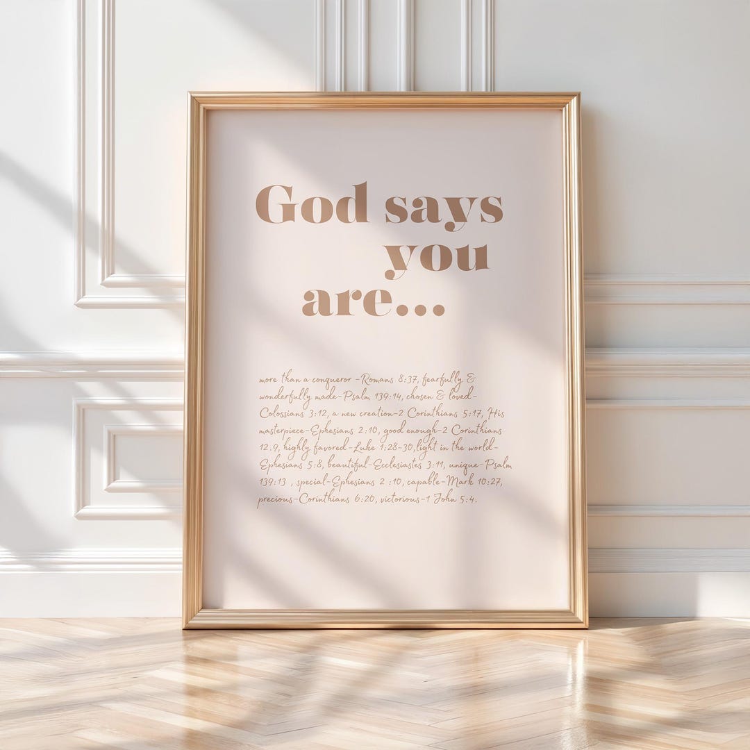 God Says You Are Christian Wall Art Printable, Brown Beige Bible ...
