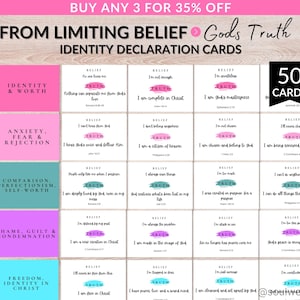 Tarjetas de Afirmación de Identidad Cristiana – Baraja de Mentalidad Adolescente: Creencia vs. Verdad – Tarjetas imprimibles con base bíblica para niñas y mujeres – Ministerio Juvenil