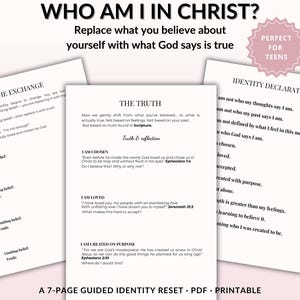 Who I Am in Christ Workbook | Christian Identity Journal | Bible Affirmations Printable | Faith-Based Self Esteem & Mindset Reset