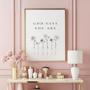 Scripture Wall art for teenage girl, pink gold printable decor, Christian wall art gifts, trendy wall prints
