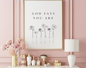 Scripture Wall art for teenage girl, pink gold printable decor, Christian wall art gifts, trendy wall prints