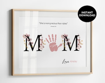 Mother's Day Sunday School Craft Toddler Mothers Day Christian Handprint Craft with Scripture, Religious Mothers Day Craft Preschool Church