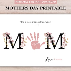 Mother&#39;s Day Sunday School Craft Toddler Mothers Day Christian Handprint Craft with Scripture, Religious Mothers Day Craft Preschool Church