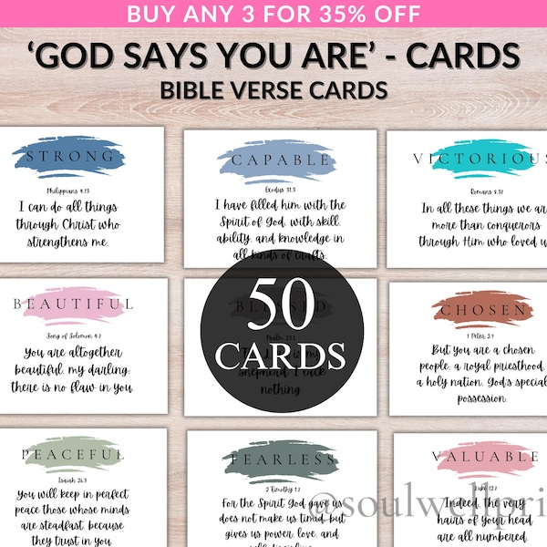 50 Bible Verse Cards Printable | Inspirational Scripture Cards | Christian Affirmation Cards | Women's Ministry and Bible Study Cards logo