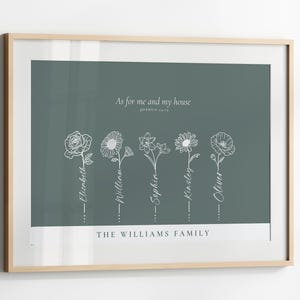 Grandma&#39;s Garden Birth Flower Print for Nana, Personalized Valentines Gift for Mom, Birth Flower Bouquet, Grandchildren Names Digital Art