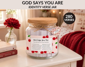 DIY Bible Verse Jar Printable | God Says You Are Cards | Color-Coded Scripture Jar | Folded Bible Verse Kit for Teen Girls & Women