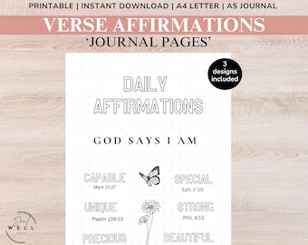 Bible Verse Printable, Inspirational Scripture Pages, Christian Affirmation, Women's Ministry and Bible Study Cards, 2025 Journal Pages