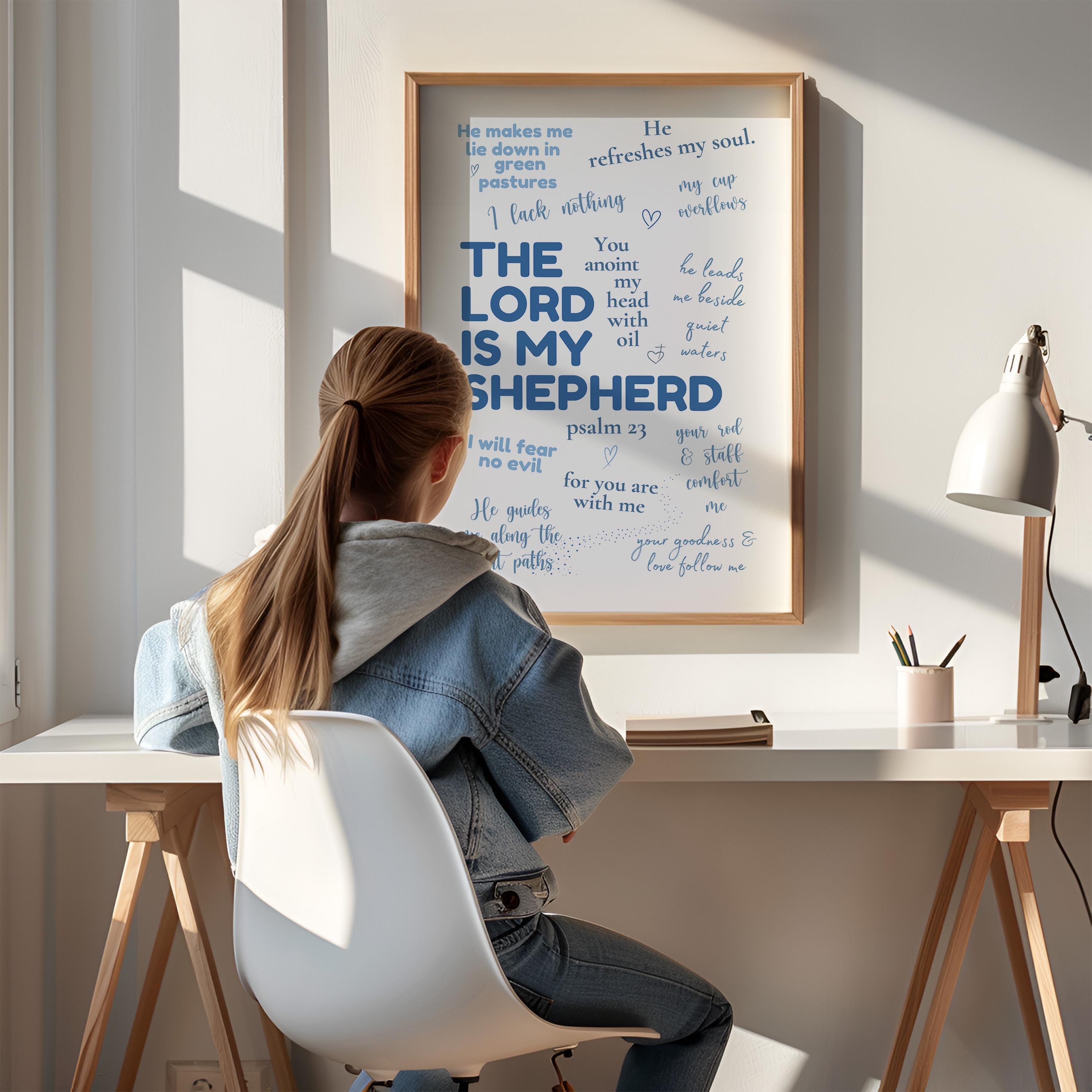 Psalm 23 the Lord is My Shepherd Blue Printable - Teen Prayer Room Wall ...