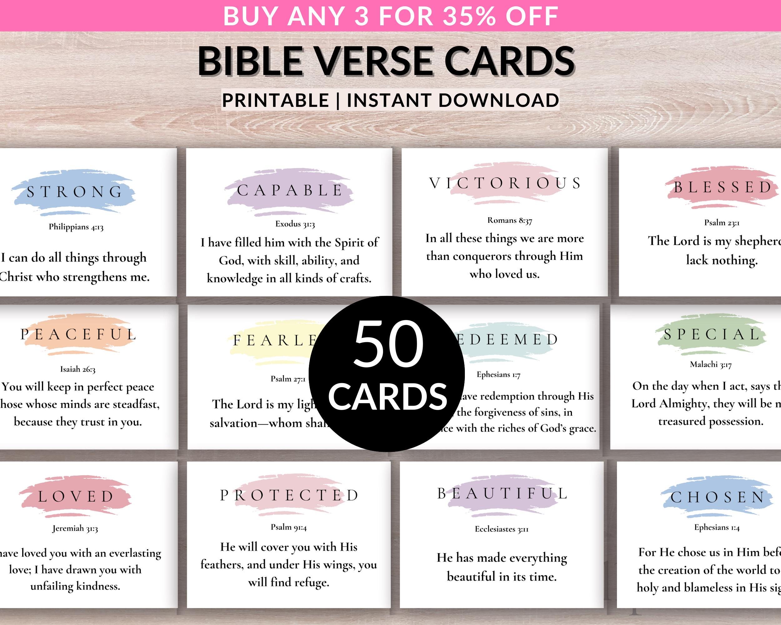 50 Bible Affirmation Cards Printable | Scripture Cards | Identity in ...