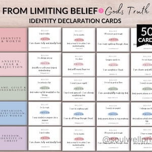 Tarjetas de afirmación de identidad cristiana – Baraja de versículos bíblicos para una mentalidad positiva – Tarjetas con escrituras imprimibles para niñas y mujeres – Ministerio para adolescentes y jóvenes