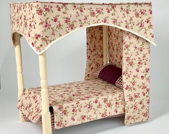 1:12 Handmade Dollhouse Miniature Canopy Bed with Bedding