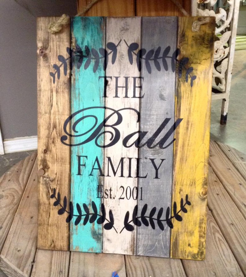 Family Established Unframed Sign Wooden Last Name Sign Monogram Sign Hand Printed Wood Pallet Style Sign Personalized Housewarming Gift