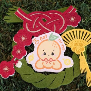 Japanse Teru Teru Bozu "Gat (Good Luck / Good) for you" holografische gelamineerde sticker, originele sticker, leuke stickers