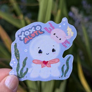 Japanischer Teru Teru Bozu ""Xoxo Alotol"" holografisch laminierter Aufkleber, Originalaufkleber, süße Aufkleber."