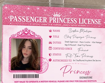 Custom Passenger Princess License Car Visor Clip,Luxury Photo Visor Clip,Passenger Seat Gift For Her,Girlfriend,Wife,Car Accessory Husband