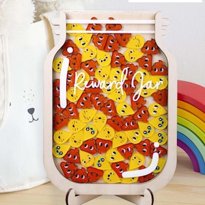 Potty Training Reward Jar For Toddlers,Tolet Training Children's Reward Jar,Positive Reinforcement Toilet,Magnetic Token Kids,Wooden Toilet,