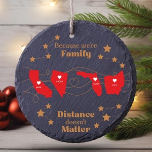 Personalized Long Distance Christmas Ornament, Custom State Location Ornament Friends Christmas Gift, Family Friends Christmas Gift