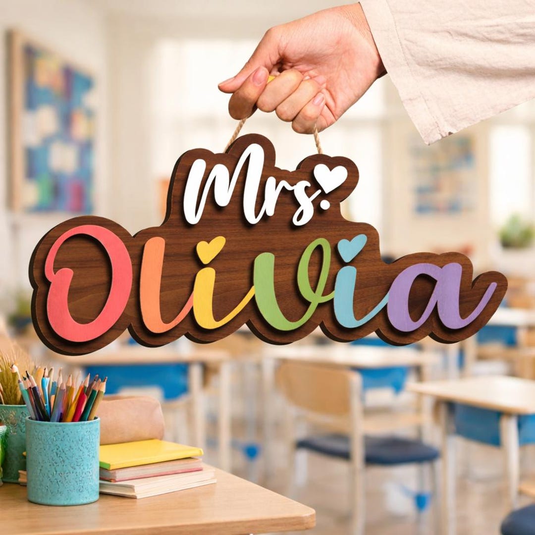 Personalized Teacher Classroom Door Sign,rustic Wooden Classroom Decor ...