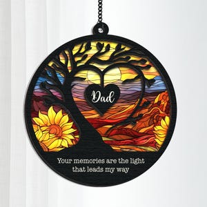 Personalized Memorial Suncatcher: Sunflower & Sunset Remembrance Gift