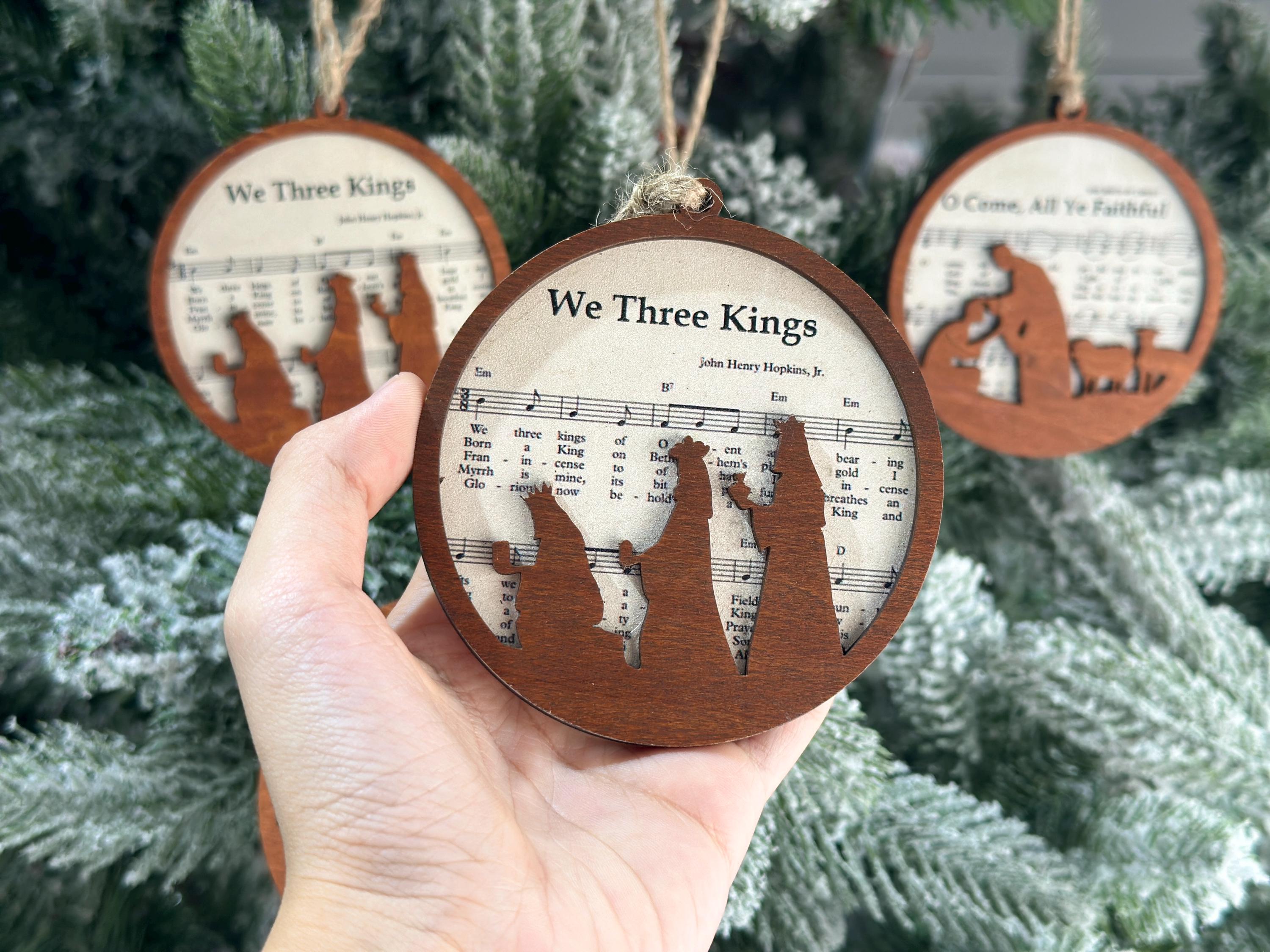 5 Pieces Nativity Christmas Ornament 2025,Jesus christmas song, Music Sheet Nativity Ornament, Religious,Christmas Christian, Away In Manger