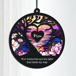 Personalized Memorial Suncatcher: Sunflower & Sunset Remembrance Gift