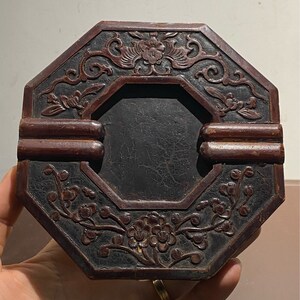 Antique Wooden Ba Gua Plate with Intricate Carvings