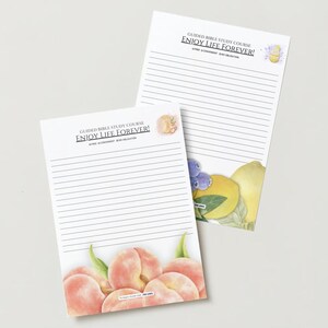 Set de papelería campaña JW 2024 / Acuarelas de frutas / Papel membretado JW / Oferta de estudios bíblicos