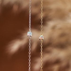Dainty Opal Charm Bracelet, Sterling Silver Bracelet, Minimalist Bracelet, Simple Bracelet, Daily Wear, Gift for Her, Mother&#39;s Day Gift