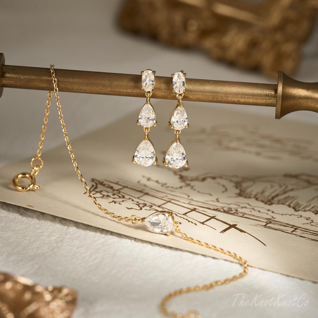 Orecchini Pendenti A Goccia Con Cristallo Verde Zircone – Placcati Oro – Gioielli Eleganti Per Donna E Ragazza, Ipoallergenici