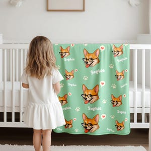 Couverture d&#39;emmaillotage photo personnalisée pour animal de compagnie, emballage personnalisé avec nom avec photo chien chat, cadeau de couverture de bébé en flanelle pour nouveau-né, jeté souvenir pour amoureux des animaux de compagnie