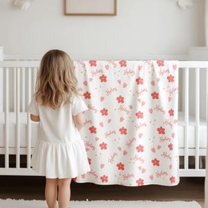 Personalized Kids Name Blanket,Custom Cute Flower Kids Blanket,Baby Name Blanket,Blanket Birthday Gift for Kids,First Day of School