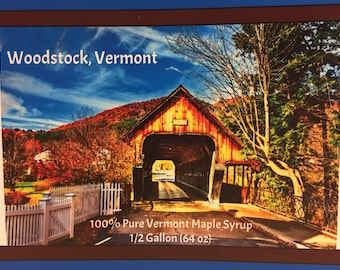 2025 Our Town Series WOODSTOCK VERMONT 1/2 Gallon Vermont Maple Syrup Free Shipping
