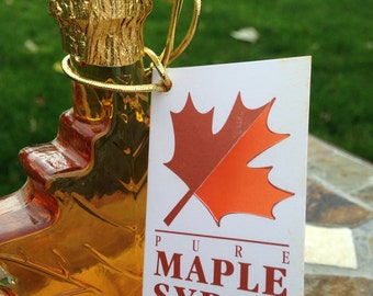 FREE SHIPPING 100% Pure Vermont Maple Syrup in Decorative GLASS Maple Leaf Bottle Wedding Favors