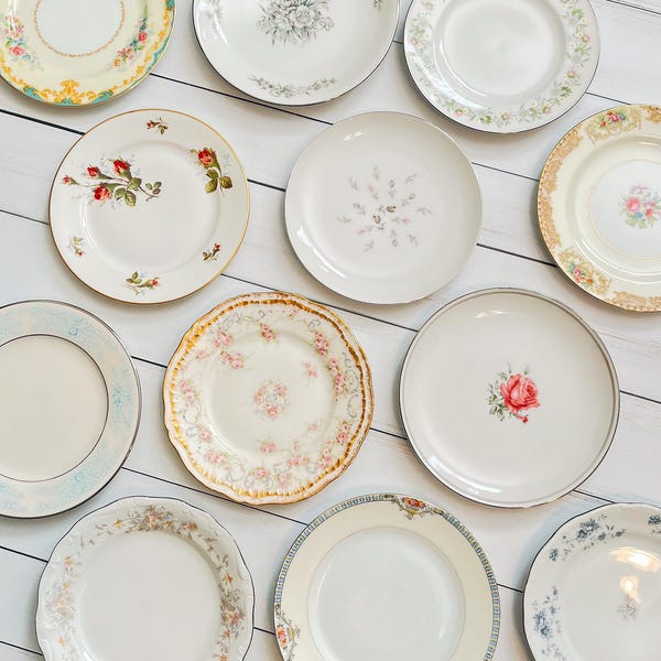 Mismatched Vintage China Bread & Butter Plates