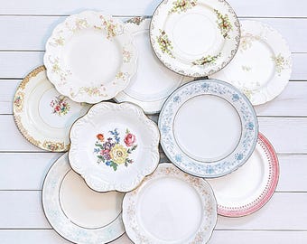 Mismatched Vintage China Salad Plates