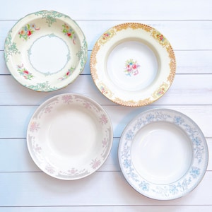 Mismatched Vintage China Soup Bowls