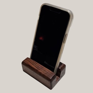 Solid Walnut Phone Stand: Minimalist Smartphone Holder