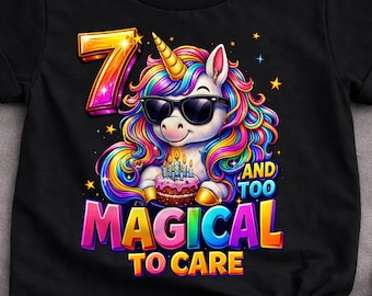 Camiseta para menina de 7 anos, roupa de aniversário de unicórnio, camiseta para menina de 7 anos, camiseta de unicórnio fazendo dab, camiseta para festa de aniversário, presente fofo