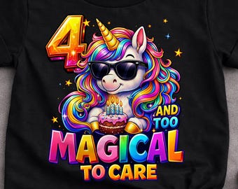 Camiseta para menina de 4 anos, roupa de aniversário de unicórnio, camiseta para menina de 4 anos, camiseta de unicórnio fazendo dab, roupa para festa de aniversário, camiseta fofa