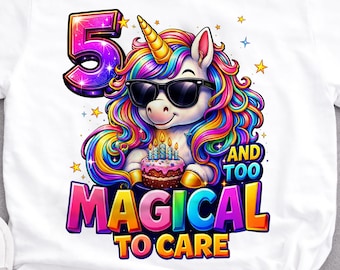 Camiseta para menina de 5 anos, roupa de aniversário de unicórnio, camiseta para menina de 5 anos, camiseta de unicórnio fazendo dab, camiseta para festa de aniversário, presente fofo