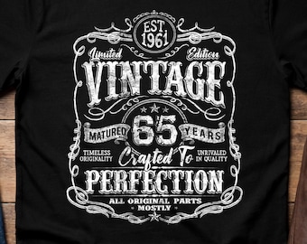 Vintage 65e verjaardag shirt 1961 Limited Edition T-shirt, retro 65 jaar oud cadeau, tot in de perfectie verouderd T-shirt uniseks, 65e verjaardagscadeau