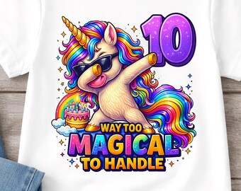 Camiseta para menina de 10 anos, roupa de aniversário de unicórnio, camiseta para menina de 10 anos, camiseta de unicórnio fazendo dab, camiseta de dois dígitos, presente divertido, blusa de unicórnio